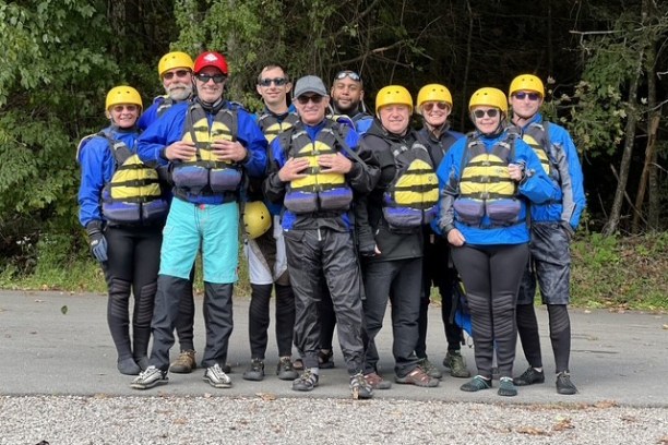a group of people posing for the camera